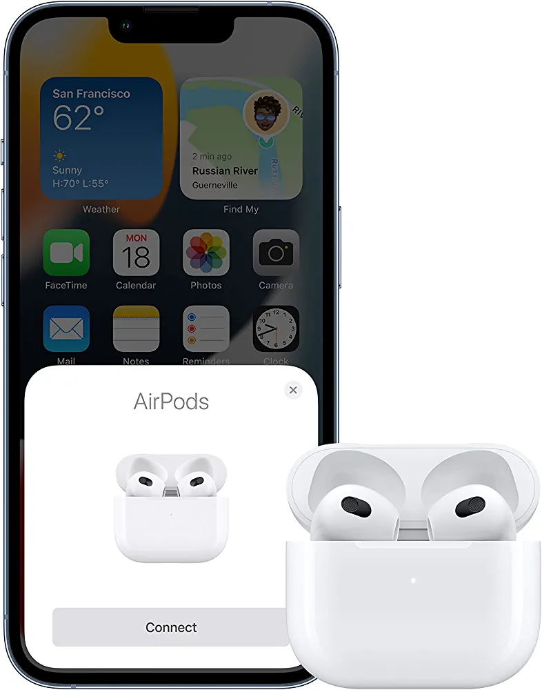 Air pod 3 (copie conforme)  - Les Apple AirPods 3 sont des écouteurs Bluetooth annoncés le 18 octobre 2021. Première itération majeure des AirPods, ils reprennent une apparence similaire à celle des AirPods Pro avec les embouts intra-auriculaire en moins. Ils sont compatibles avec l'audio spatial disponible sur les produits Apple mais ne disposent pas de réduction de bruit active contrairement aux AirPods Pro