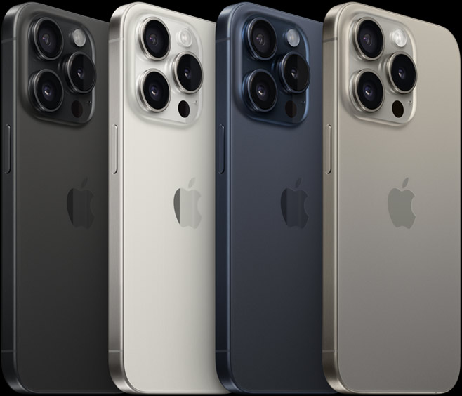 Iphone 15 Pro 128 Go - L'iPhone 15 Pro est la version haut de gamme des iPhone annoncés par Apple le 12 septembre 2023. Il propose un écran OLED de 6,1 pouces avec un poinçon dynamique pour le capteur FaceID et la caméra frontale ainsi qu'une fréquence de rafraîchissement dynamique de 120 Hz à 1 Hz pour le Always on Display. Il possède également un nouveau châssis en titane, un SoC Apple A17 Pro gravé en 3 nm et un triple capteur photo de 48+12+12 mégapixels avec téléobjectif 3x et ultra grand-angle. Enfin, il intègre un nouveau bouton action programmable en place de l'habituel interrupteur sonnerie/silencieux et embarque le Wi-Fi 6E.